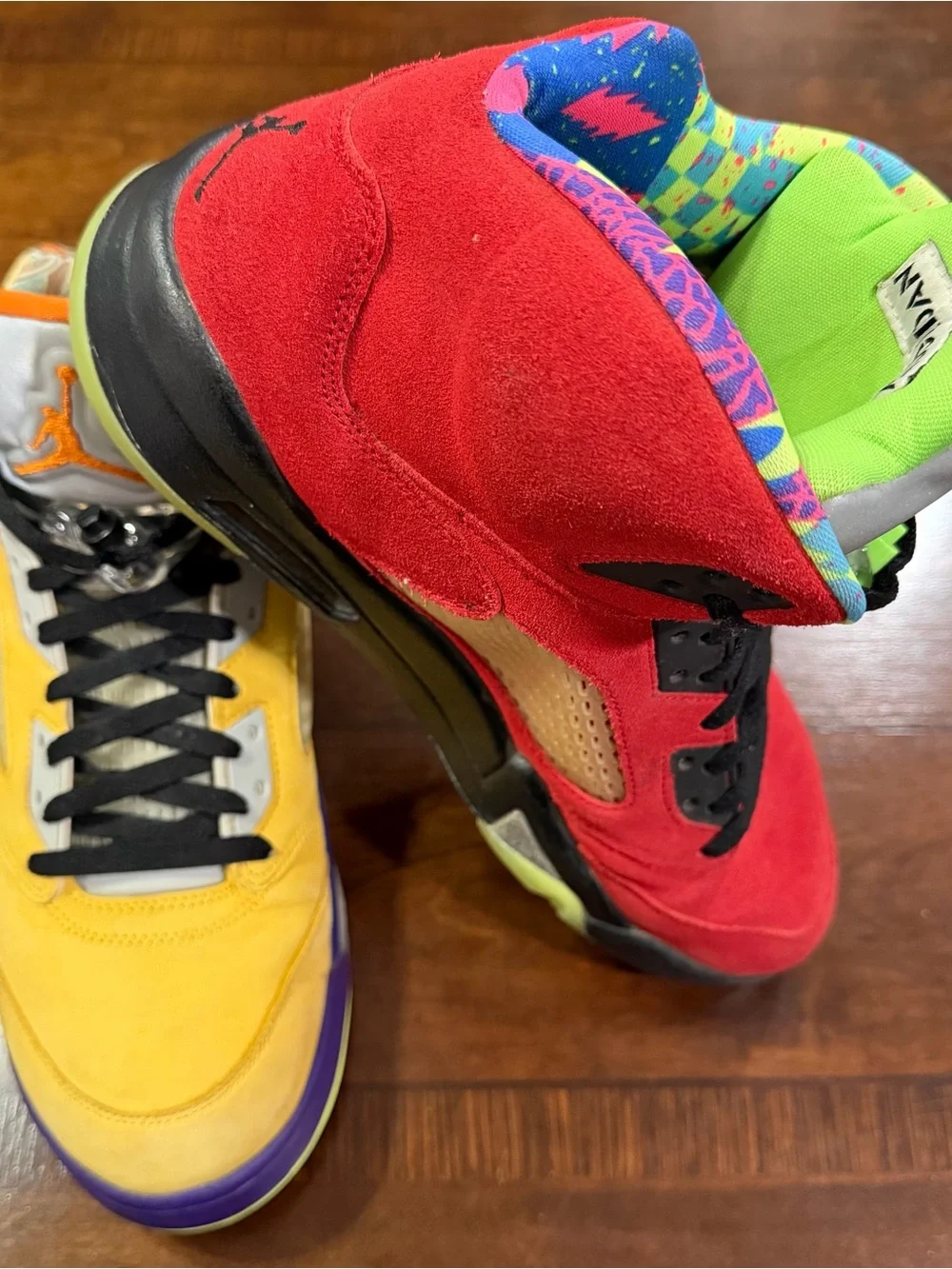 Air Jordan 5 Retro SE 'What The' Size 12 Sneakers Red Yellow No Box